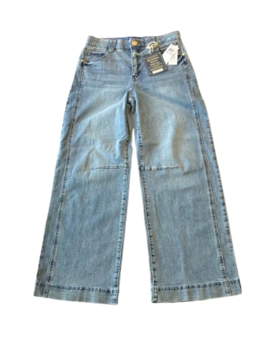 Democracy Ab Solution Skyrise Round Up Wide Leg Jean 6 PETITE Light Vintage NWT